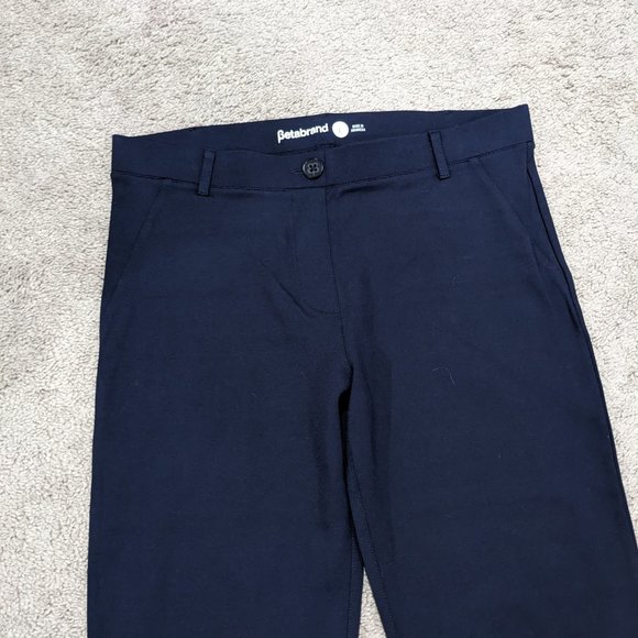 Betabrand Straight-Leg Classic Dress Pant Yoga Pants In Navy Size Large - Picture 2 of 11
